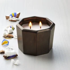 IRIS 25 Octagonal Ceramic Cashmere & Suede Fall Jar Candle Metallic Bronze - Hearth & Hand™ With Magnolia