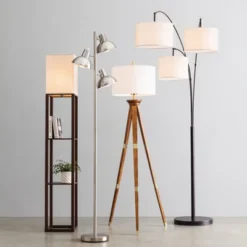 Oak Wood Tripod Floor Lamp Dark Brown - Threshold™ -IRIS GUEST 12eb9924 86da 4a28 9eaa 3aaed057f6ef