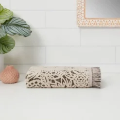 IRIS 9 Allover Pattern Towels Black/White - Opalhouse