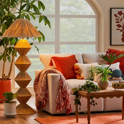 Faux Raffia Floor Lamp Brown (Includes LED Light Bulb) - Opalhouse™ Designed With Jungalow 2 Faux Raffia Floor Lamp Brown (Includes LED Light Bulb) - Opalhouse™ Designed With Jungalow - Image 2