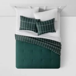 Grid Print Microfiber Reversible Comforter & Sheet Set Dark Green - Room Essentials™ 10 Grid Print Microfiber Reversible Comforter & Sheet Set Dark Green - Room Essentials™ -IRIS GUEST 4daf5f1a f5e2 4ffd 9c0a 0163fb5f2872