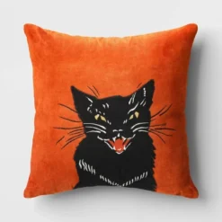 Fierce Cat Applique Cotton Velvet Square Halloween Throw Pillow - Threshold™ -IRIS GUEST 75d286a9 5b9e 4de0 9d76 c71c6fcc15aa