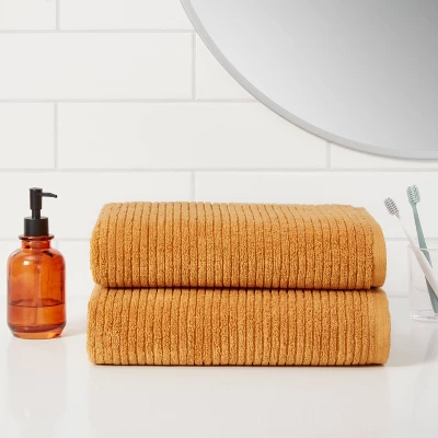 Quick Dry Ribbed Bath Towel Set - Threshold™ 1 Quick Dry Ribbed Bath Towel Set - Threshold™