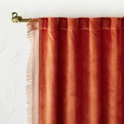 1pc Light Filtering Velvet Macrame Trim Window Curtain Panel Burnt Orange - Opalhouse™ Designed With Jungalow™ -IRIS GUEST 9bfd56a0 ad5c 4df0 98b1 851ec6623ce3