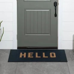 1'7.5"x3'11" 'Hello' Doormat Black/Tan - Threshold™ -IRIS GUEST a27f9ca5 14a7 4fc2 8728 28e6d1b52f17