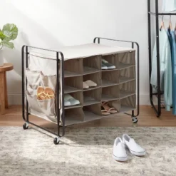 IRIS 53 4 Tier Rolling Cubby Shoe Rack Gray - Brightroom™