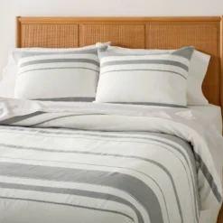Herringbone Stripe Comforter & Sham Set Sour Cream/Railroad Gray -IRIS GUEST dc5a8068 fd28 43de ad64 01e94395507c