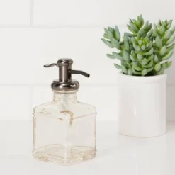 Short Antique Glass Soap Pump Brown - Threshold™